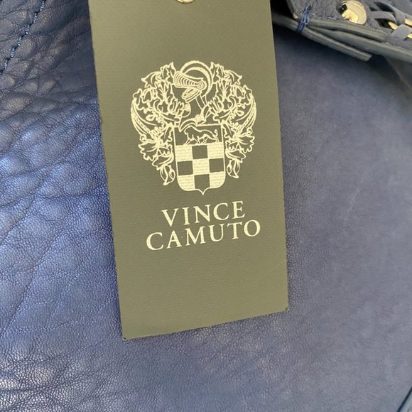 VINCE CAMUTO "Brett" Soft Bubble Lamb Leather  Cobalt Blue Hobo Shoulder Bag - Picture 7 of 9